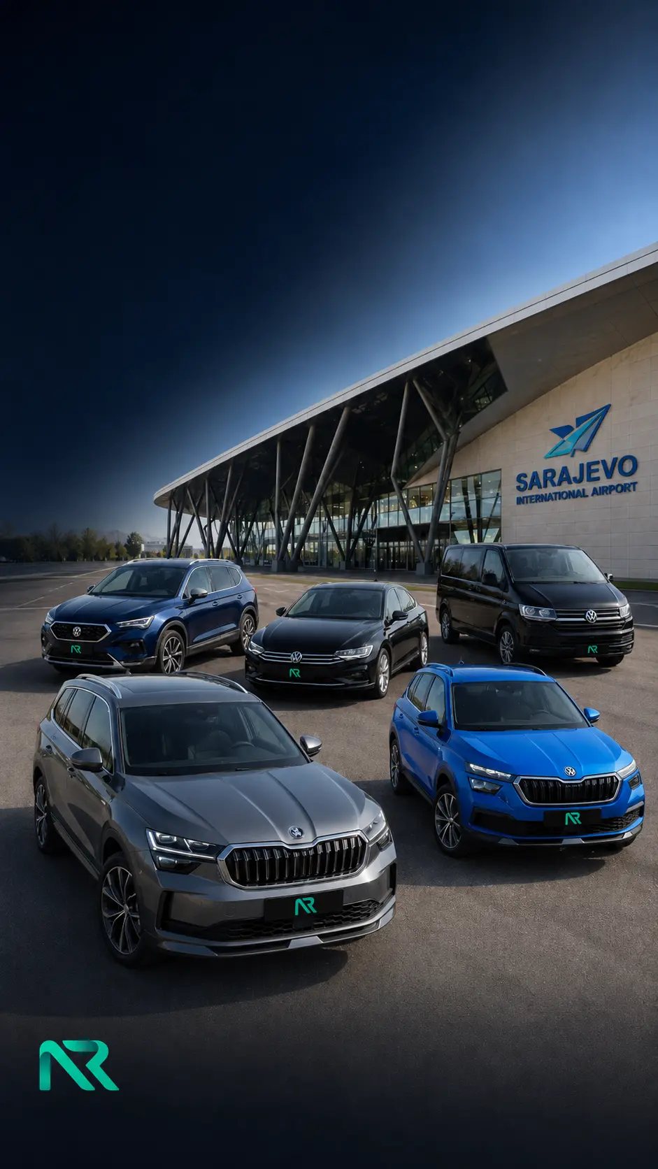 AR Rent a Car Flotte am Flughafen Sarajevo aufgestellt